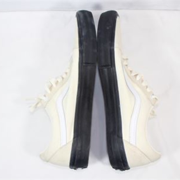 Cream Colored Suede/Canvas Old Skool Vans With Black Sole Size 12 - Picture 8 of 16